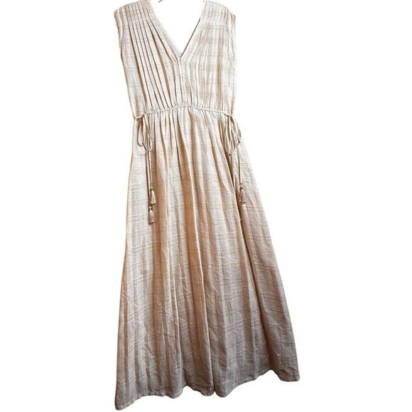Chelsea & Violet Womens‎ Sz S Beige Gold Pleated Greek Goddess Dress Boho Beach - Picture 8 of 16